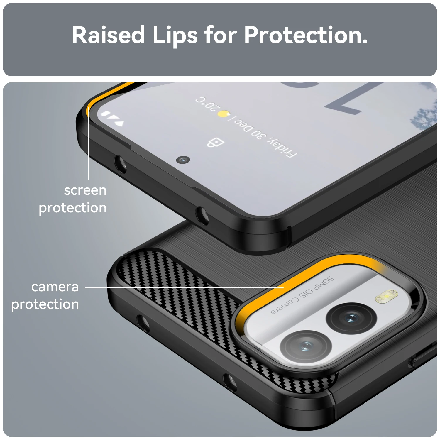 Funda de TPU con textura de fibra de carbono para Nokia, cubierta protectora a prueba de golpes, X30, X100, XR20, X10, X20 - imagen 3