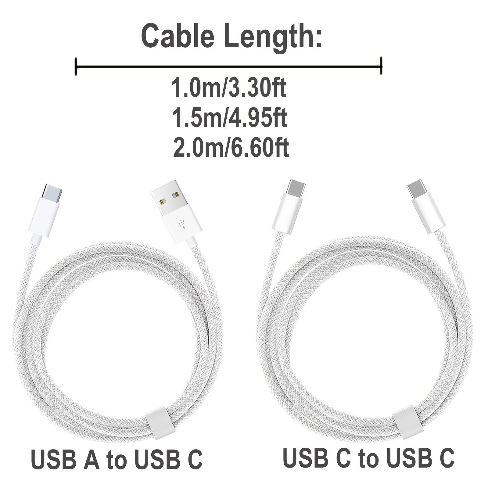 Cable de carga rápida tipo C trenzado de nailon USB-C para iPhone16/15, Samsung S24/23/22, iPad Pro, Cable de carga de coche compatible con Carplay. - imagen 2