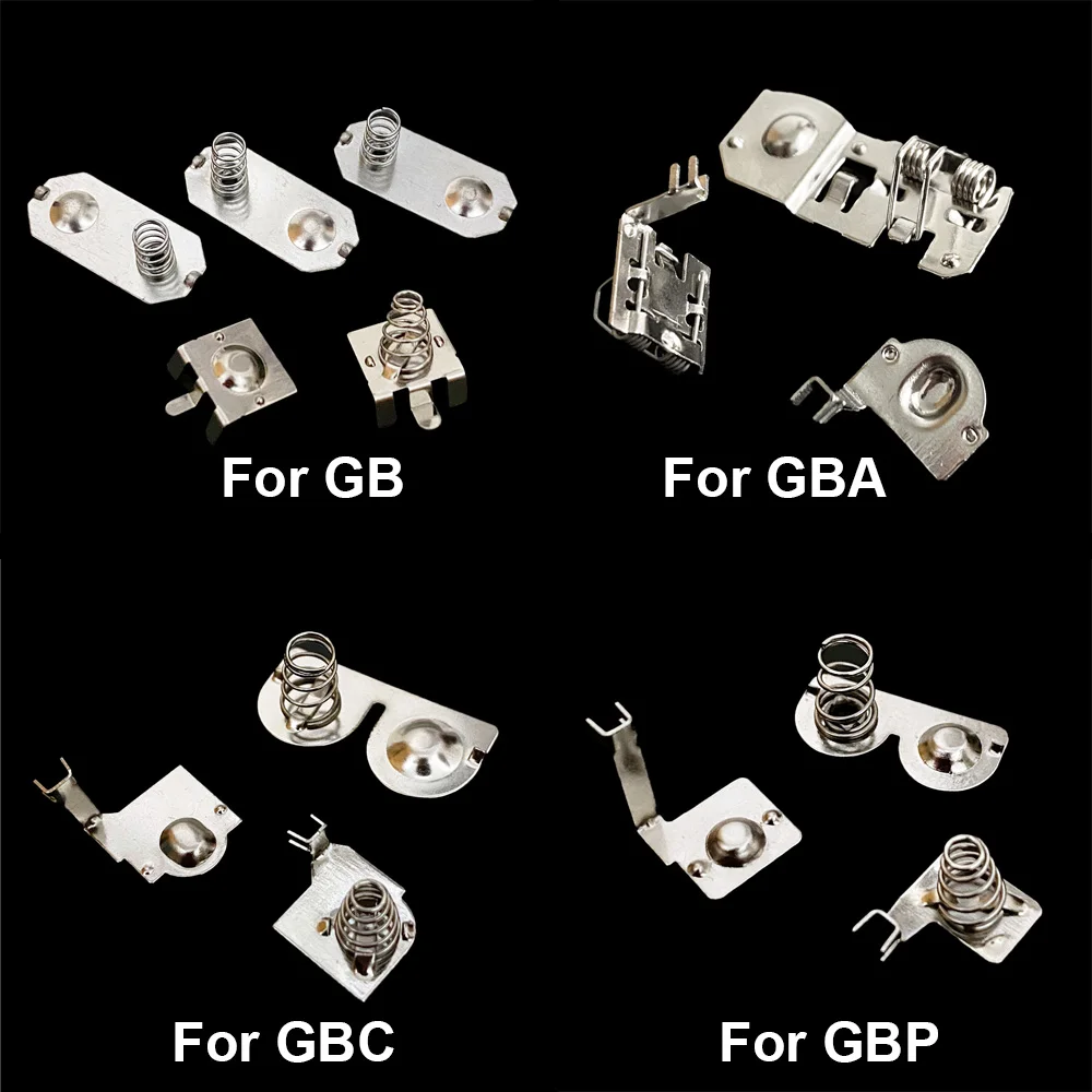 1 Juego de terminales de batería Gameboy Advance Color, reemplazo de contactos de resorte para GB DMG GBA GBC GBP, carcasa de consola y placa base