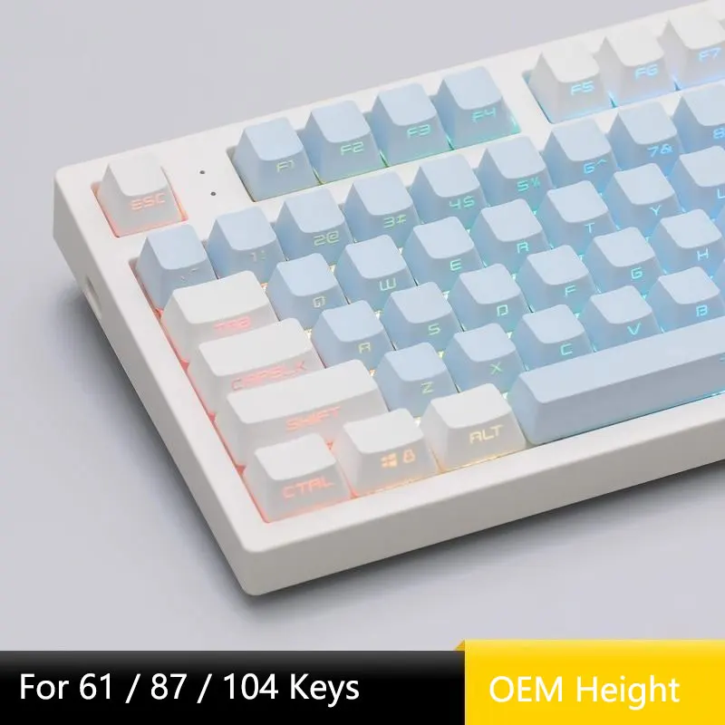 Juego de teclas de sublimación térmica, 104 teclas OEM, altura PBT, palabras grabadas laterales para teclado mecánico 84 68 87 104 DIY