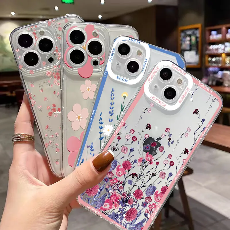 Funda de flores para Samsung Galaxy A56 5G A55 A35 A15 A16 A26 A54 A52 A53 A14 A05 A05S A06 A25 A34 A35 A32 A51 funda suave fina de TPU