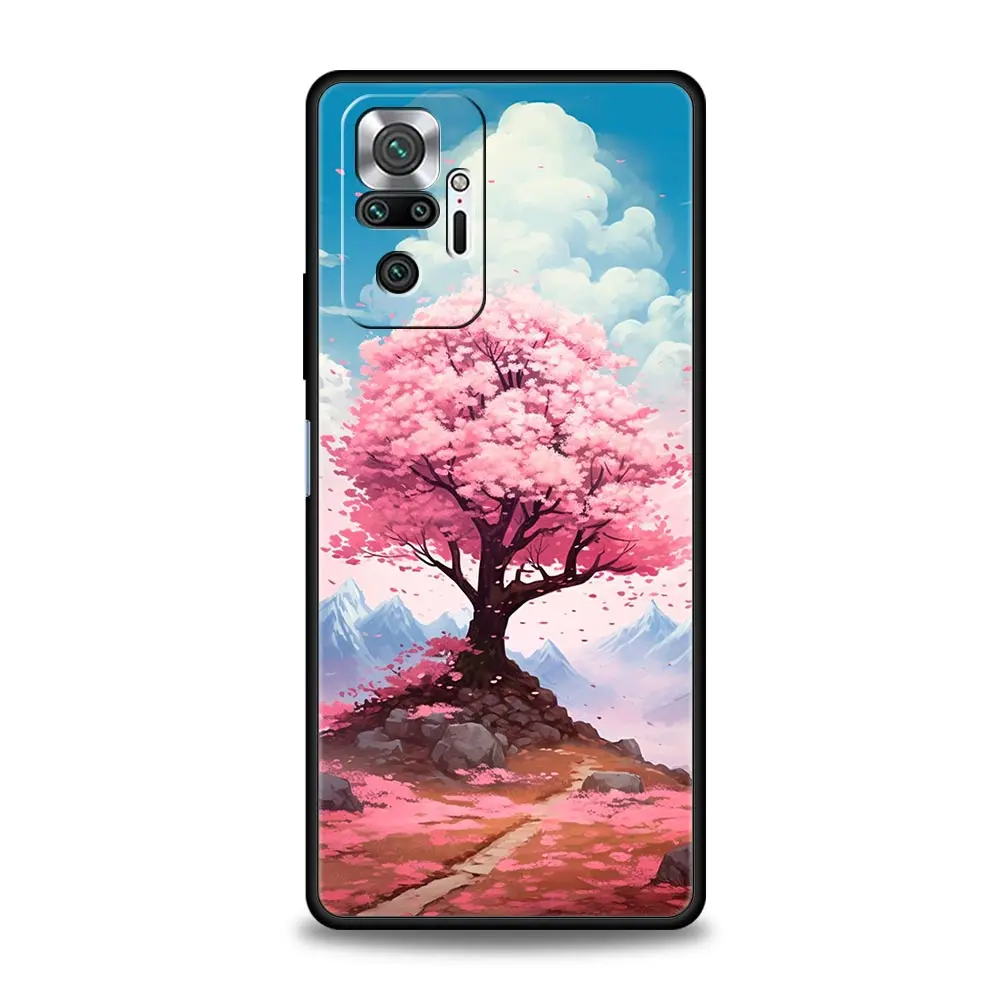 Funda de teléfono para Xiaomi Redmi Note 13, 12, 5G, 9S, 9, 8, 10, 11 Pro, 9T, 13C, 12C, 10C, 9C, 9A, 7 Pro, funda de silicona suave, árbol de flor de cerezo - imagen 2