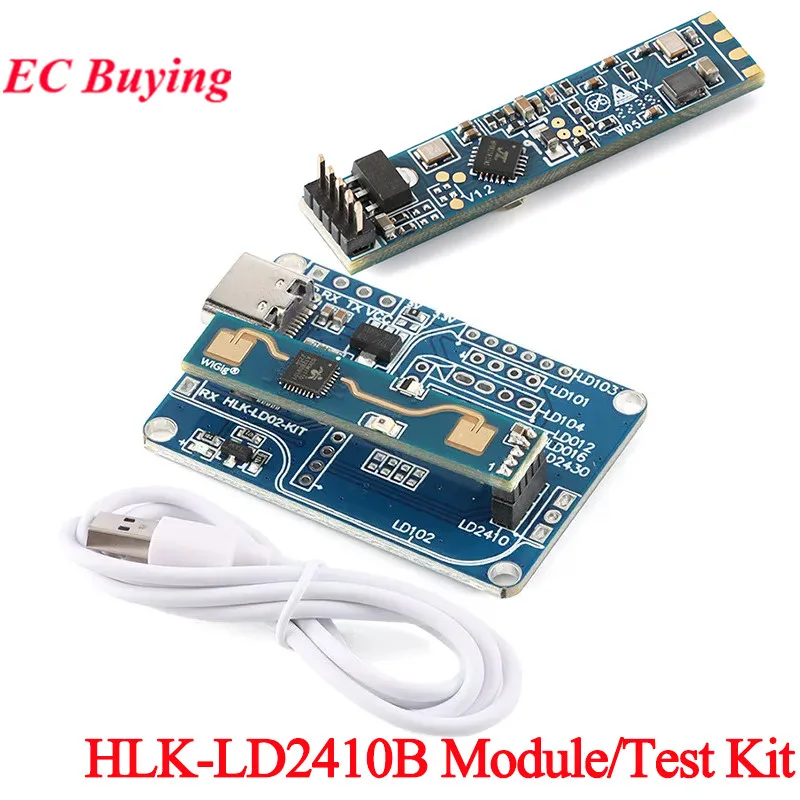 Kit de prueba de HLK-LD2410B LD2410 FMCW 24G, detección de estado de presencia humana inteligente, Radar, módulo Sensor de detección de latido del corazón, alta sensibilidad