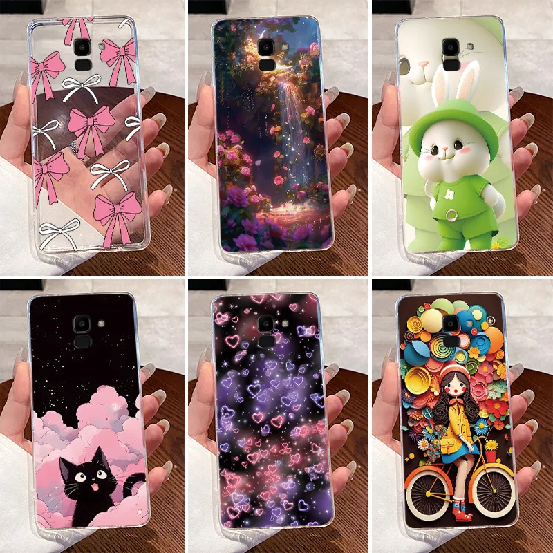 Para Samsung Galaxy J6 2018 J6 + Plus (2018) funda transparente con bonito conejo de dibujos animados suave TPU contraportada J600F J600G J610G J610F funda de teléfono