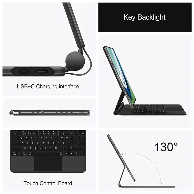 AJIUYU-teclado inalámbrico con panel táctil para HUAWEI MatePad Pro, 13,2 pulgadas, 2023 PCE-W30, W40, funda inteligente magnética - imagen 3