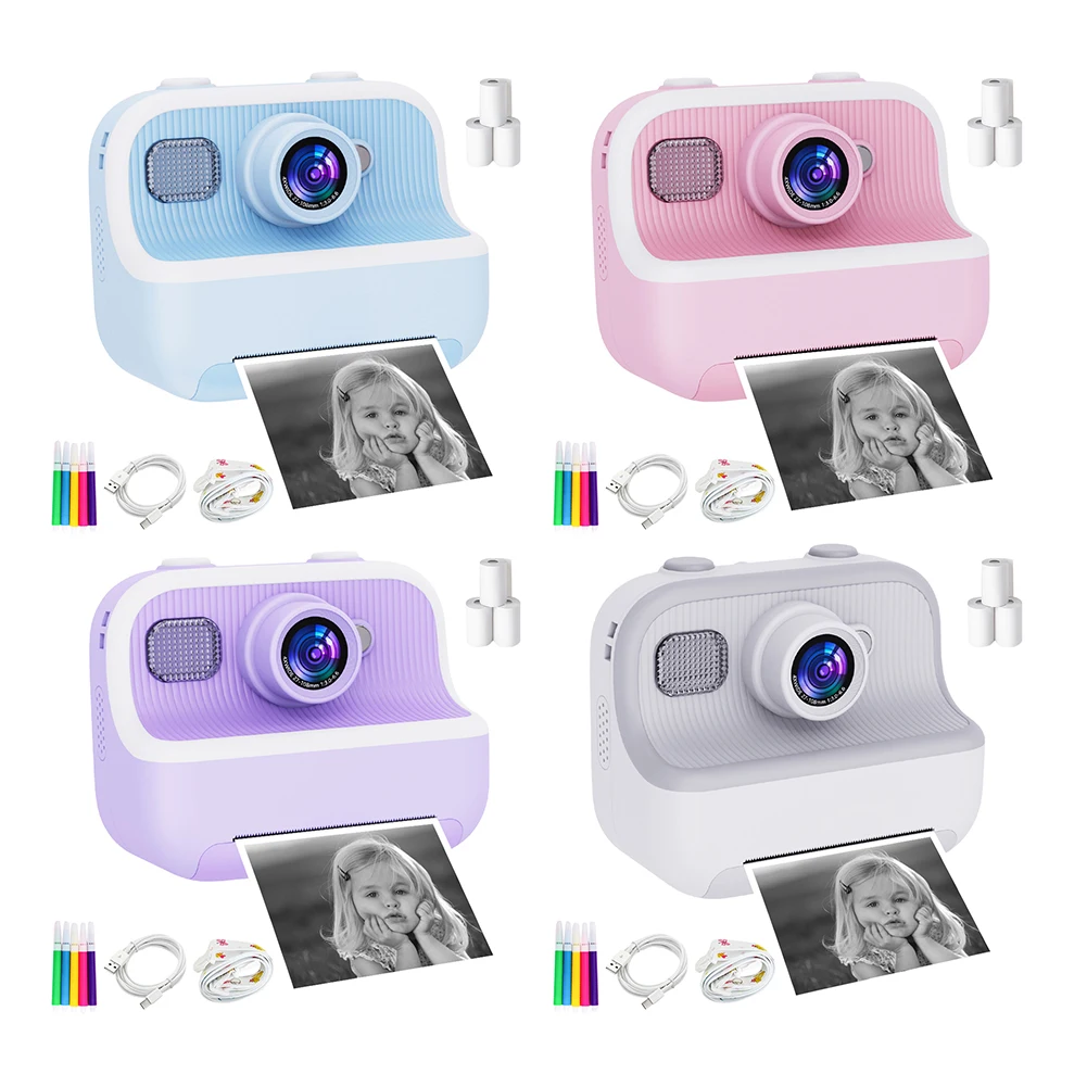 Minicámara de impresión instantánea para niños, cámara fotográfica Digital de juguete con pantalla de 2,4 pulgadas, cámara térmica de vídeo HD 1080P con 3 rollos de papel de impresión - imagen 5