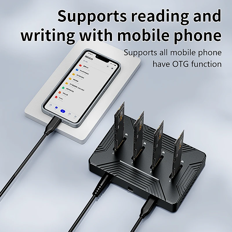 Blueendless 4 bay m2 SSD estación de acoplamiento tipo C USB3.1 10Gbps m.2 NVME SATA ngff protocolo dual carcasa SSD de aleación de aluminio - imagen 5