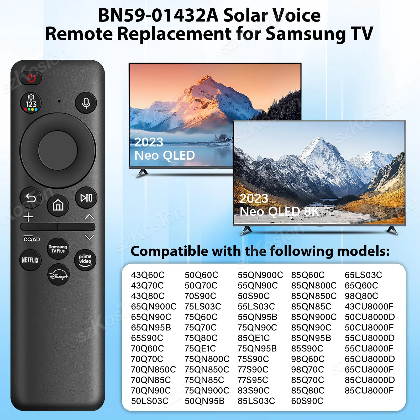 Reemplazo remoto por voz Solar para Samsung TV, mando a distancia recargable de BN59-01432A para televisores inteligentes Samsung Neo QLED 8K HDR - imagen 2