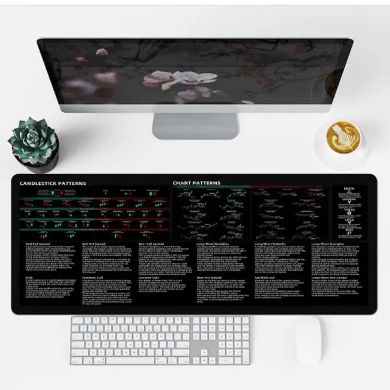 Alfombrilla de ratón Forex con patrón de tabla de mercado de valores, teclado de mesa con borde de bloqueo, alfombrilla antideslizante para escritorio, cojín de 800x300mm - imagen 5