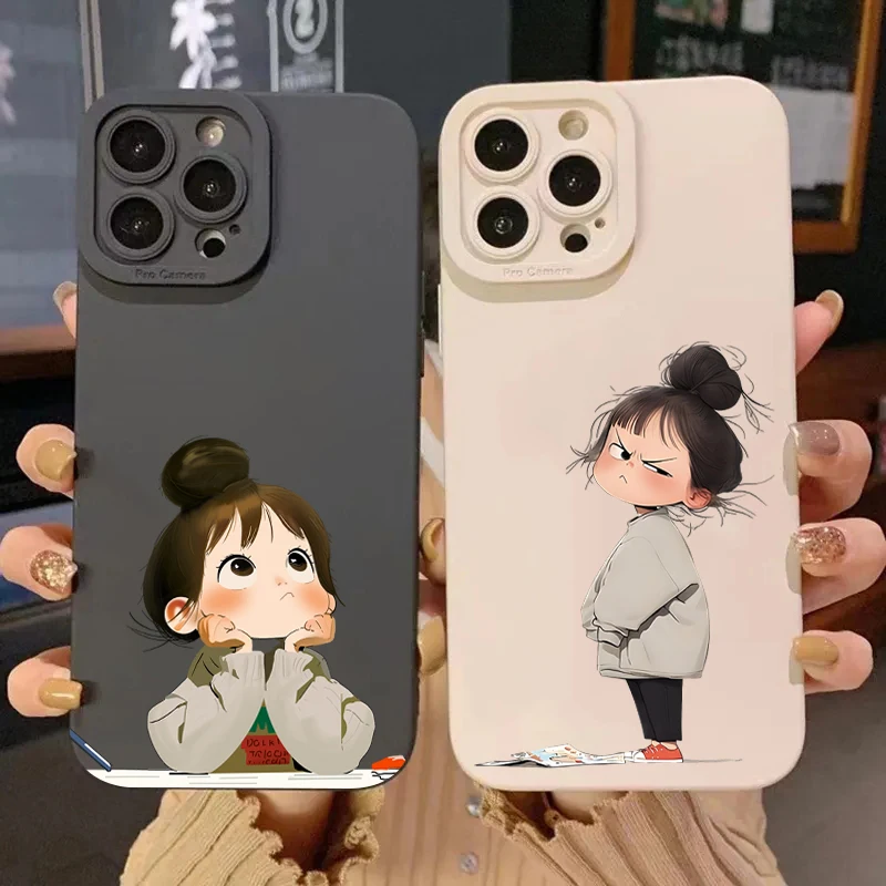 Funda con estampado de niña enojada bonita para Xiaomi Redmi Note 14 13 12 11 Pro Plus 5G 12S 11S 10S Redmi 13C 14C 13 4G funda de silicona