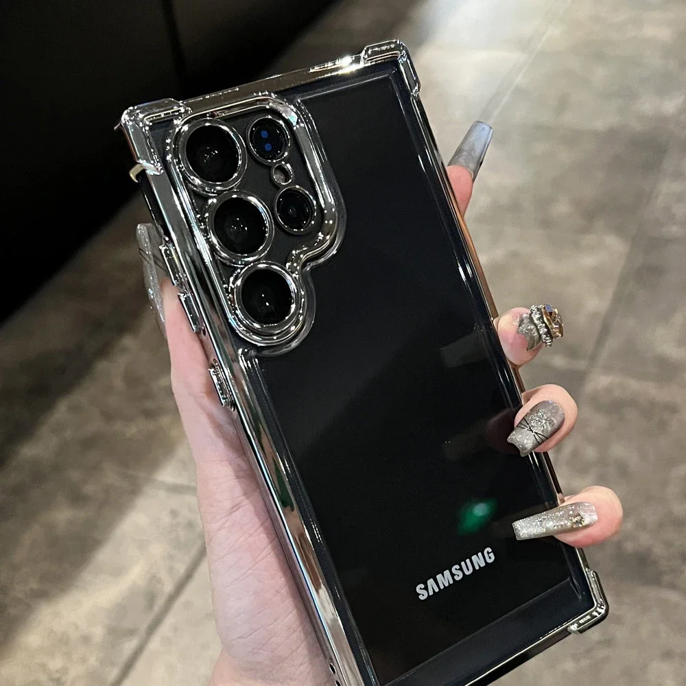 Funda transparente con armadura chapada para Samsung S25 Ultra S24FE S23 FE S22 Plus A54 A53 A55 A34 A35 A25 5G, cubierta acrílica a prueba de golpes - imagen 5