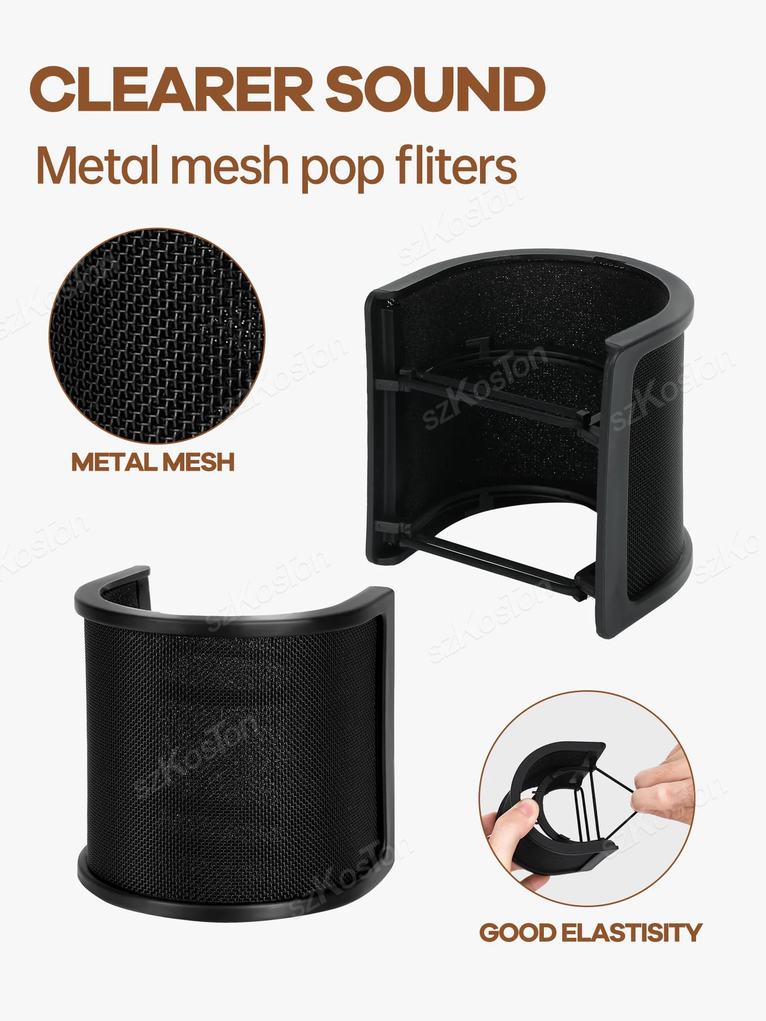 Micrófono de condensador con filtro Pop de malla metálica, protector de micrófono de estudio de grabación Compatible con micrófono AT2020 A6V AM6 K669 - imagen 3