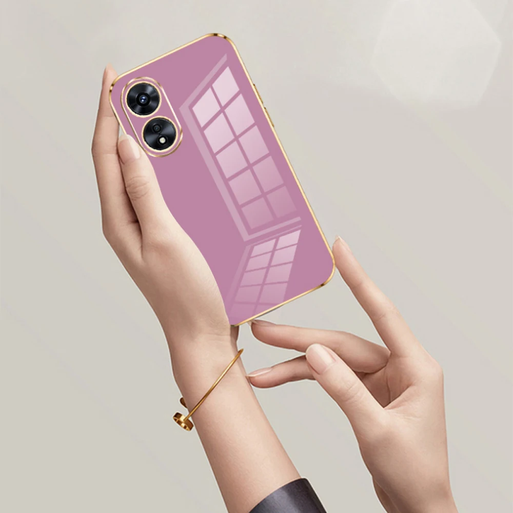 Para OPPO A18 funda oppo a38 funda de lujo chapada cuadrada Oppo A38 A18 funda de teléfono CPH2579 CPH2591 funda trasera de silicona suave Fundas - imagen 4