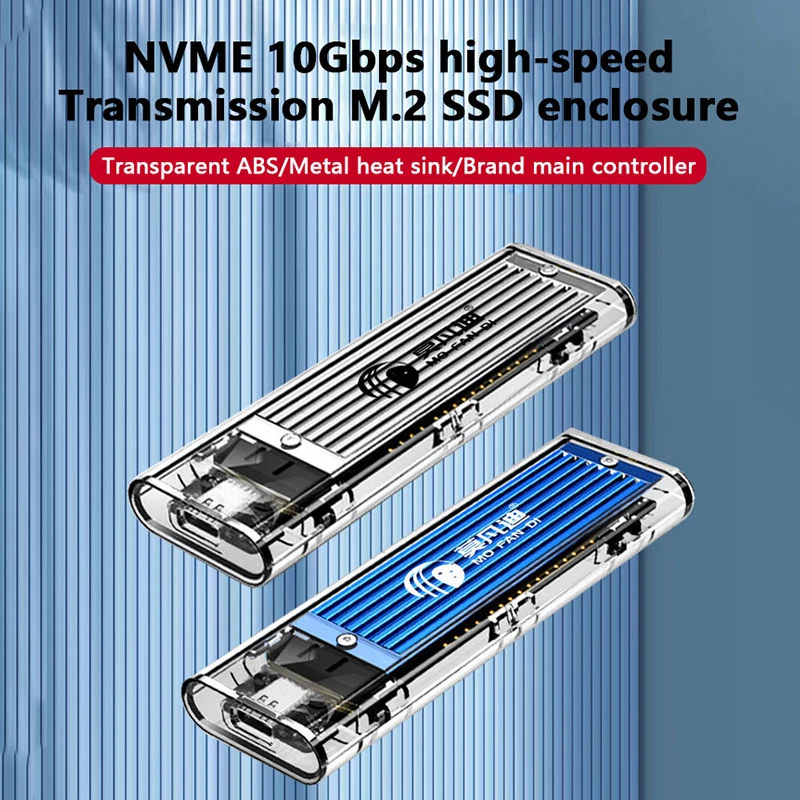 Caja SSD NVMe con protocolo refrigerado por aleación M.5 Disco duro móvil transparente USB3.1 para almacenamiento y transferencia de datos - imagen 3