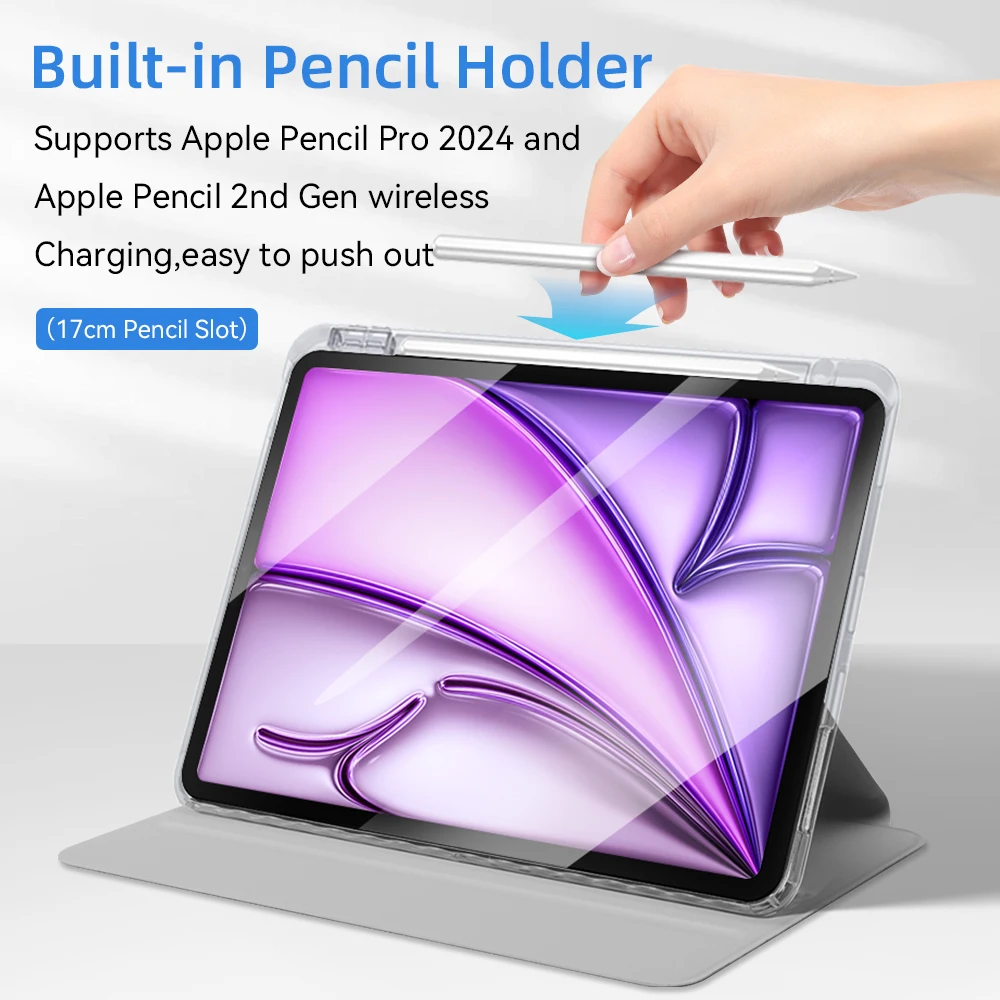 Funda giratoria de 360 ° para tableta, cubierta portátil para iPad Air 11, M2, 2024 Pro, 11/13, M4, iPad 10. ª generación, Air 4, 5, 10,9 pulgadas - imagen 4