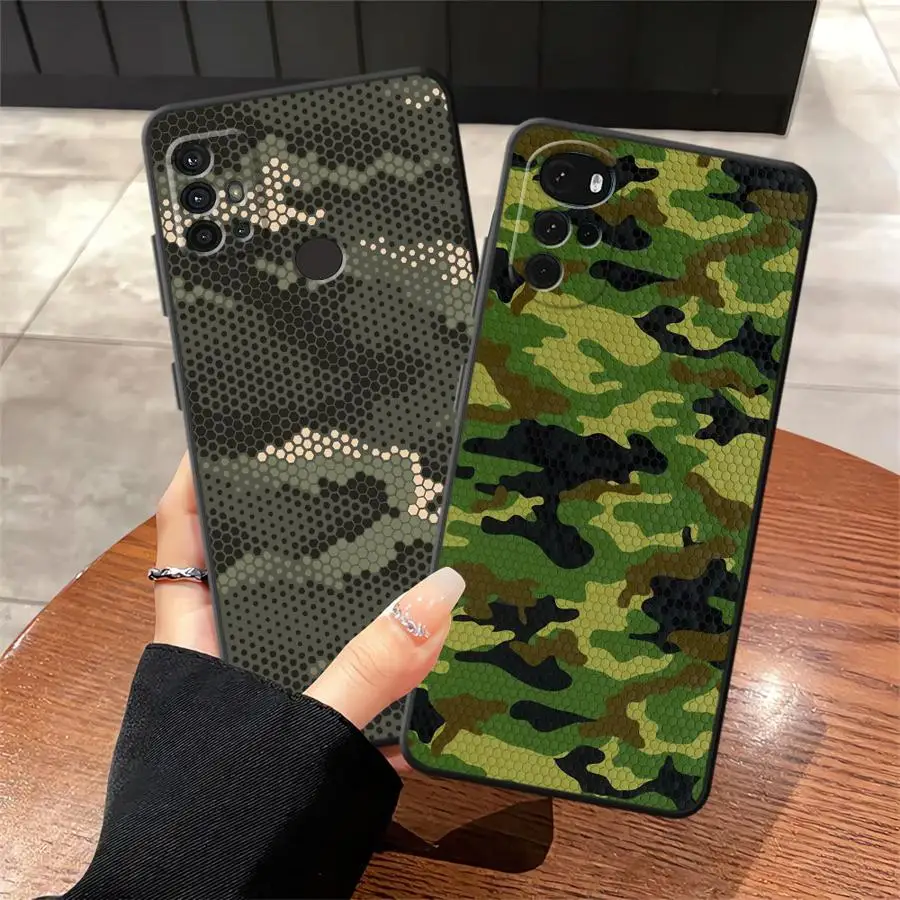 Funda de teléfono suave negra de camuflaje para Motorola Mot G52 G32 G50 G71 G60 Edge 20 Pro 30 Lite G53 G30 G51 G73 G60s G22