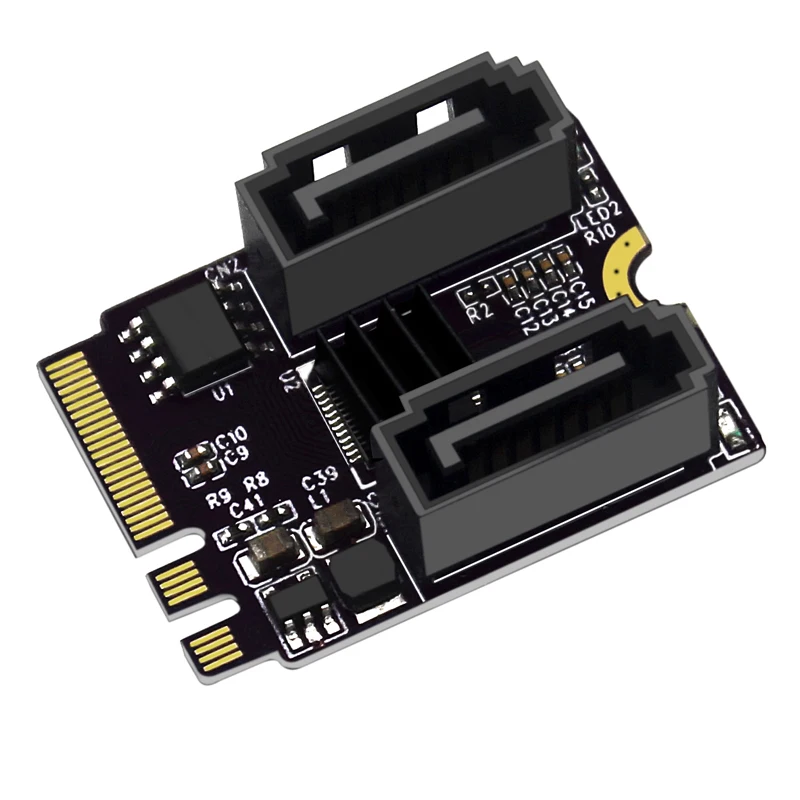 Adaptador WiFi M.2 A SATA, Llave A + E A 2 puertos, tarjeta de expansión SATA3.0, elevador SATA3, 6Gb, M2, 2230, ancho de banda PCIE3.0 para SATA SSD HDD