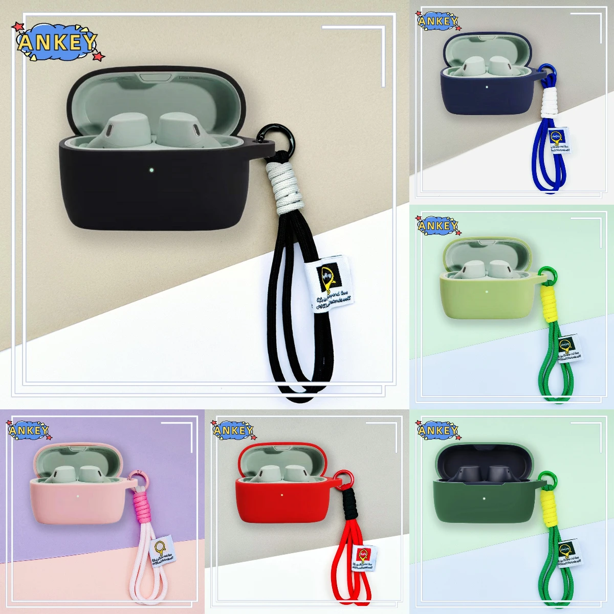 Funda para Jabra Elite 4 Active, Elite 3, Elite 2, cordón protector de nailon, cubierta suave, funda de conchas, accesorios de correa de cuerda de mano