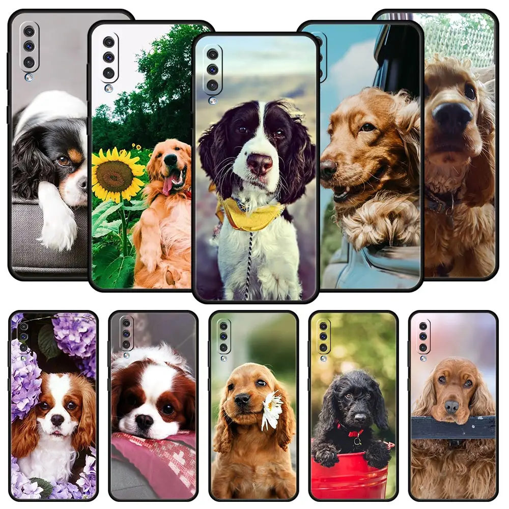 Funda encantadora de perro Cocker Spaniels para Samsung A54 A52 A24 A14 A50 A72 A70 A30 A40 A20S A20E A02S A12 A22 A34 A42 A32 5G A04s
