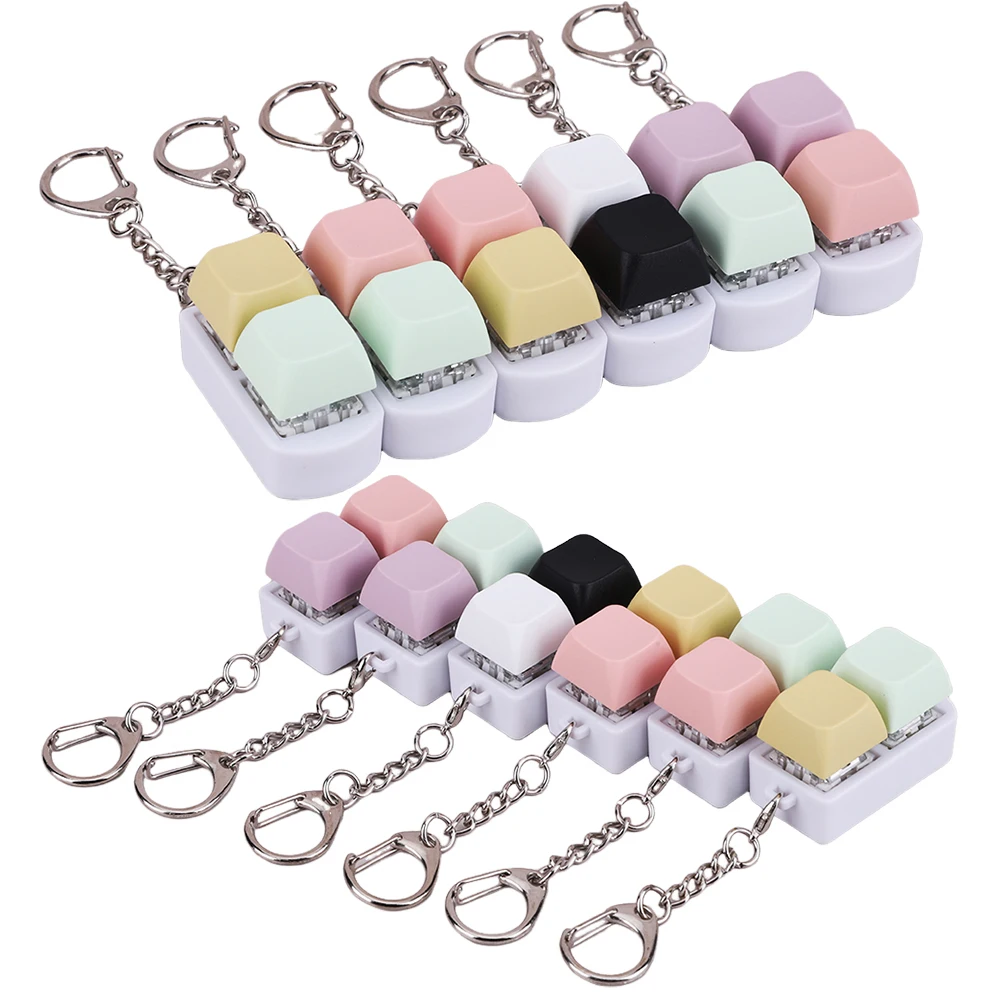 Llave de teclado Fidget Reliver Stress DIY Botón de dedo Fidget Toy Llavero colorido Keycap Juguete antiestrés para adultos y niños Botón de juguete