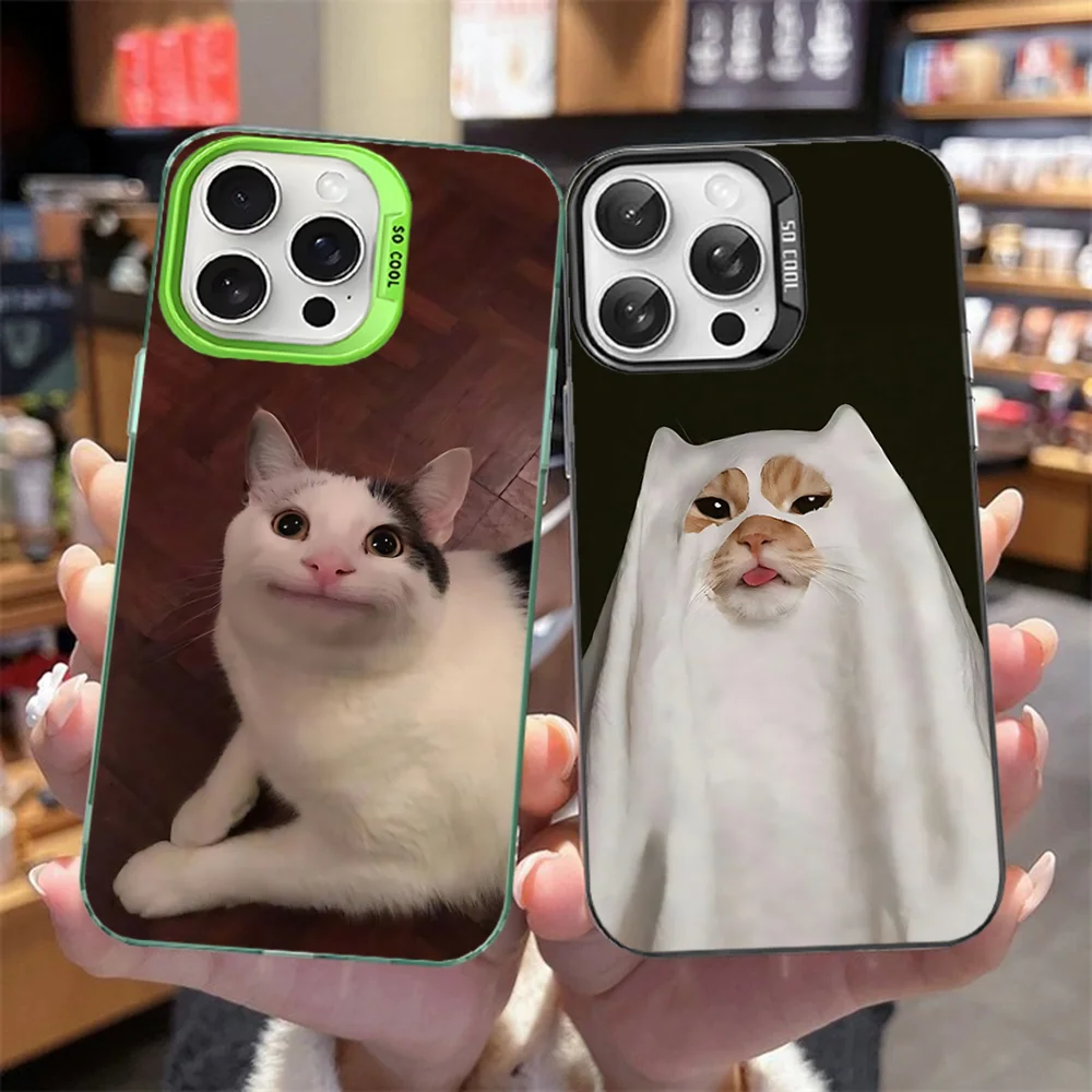 Funda de teléfono Network Pop Cute Cat MEME para IPhone 16 15 14 13 12 11 Pro Max X XR XSMAX 8 7 Plus, funda trasera mate a prueba de golpes - imagen 2
