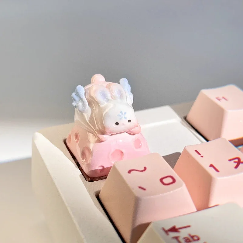 Teclas artesanales de resina para teclado mecánico, accesorios personalizados bonitos, conejo Lunar, creatividad personalizada - imagen 3
