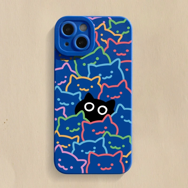 Funda de teléfono con estampado de gato negro para Samsung A56 5G, fundas Galaxy A36 A16 A35 A55 A34 A54 A53 A33 S25 Ultra S24 FE S23 Plus S22