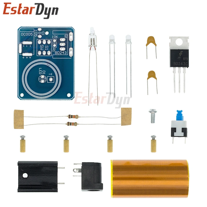 BD243 Mini Kit de bobina Tesla accesorios mágicos piezas de bricolaje tecnología de luces vacías electrónica Diy BD243C - imagen 3