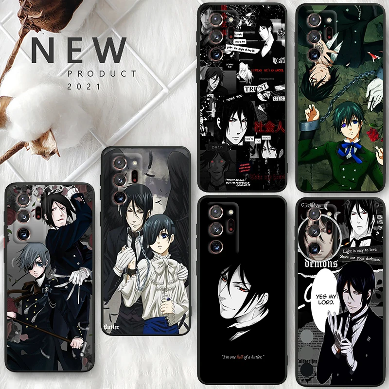 Black Butler para Samsung A55 A35 A25 A15 A14 A73 A53 A13 A05S A03S A02S A71 A52 A32 funda de teléfono suave negra