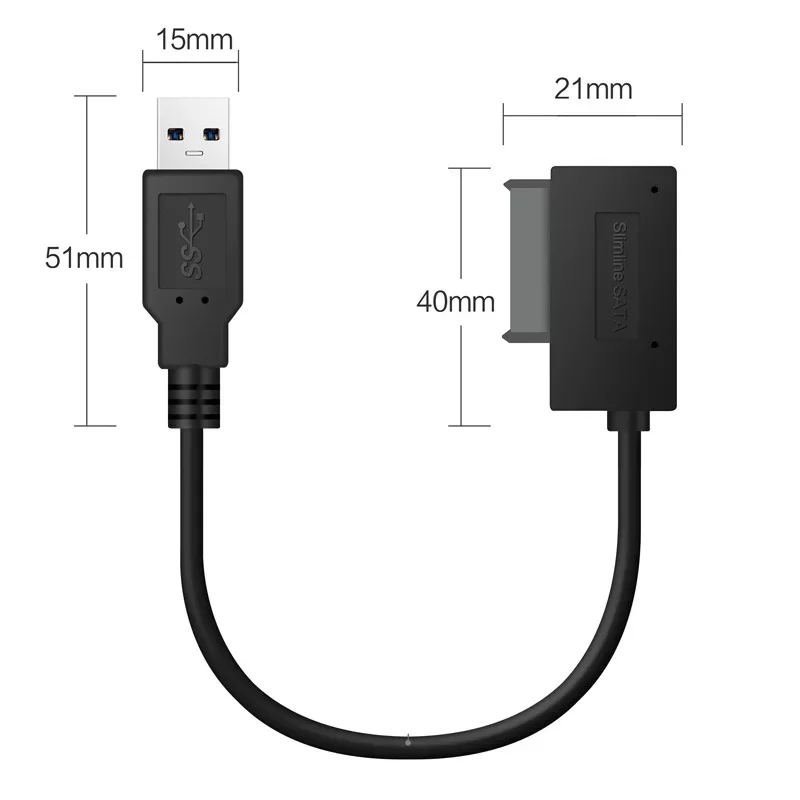 Cable adaptador convertidor Sata a USB 3,0, 7 + 6 pines, 13 Pines, Transfe DE DATOS rápido para portátil, Unidad óptica, CD/DVD ROM, unidad Slimline - imagen 3