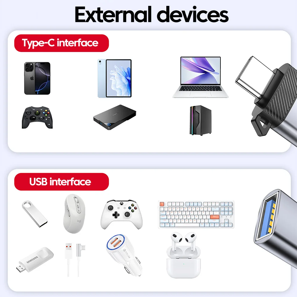 Adaptador USB 3,0 OTG tipo C macho a USB hembra adaptador de transferencia rápida OTG conector USB C para iPhone 16 15 Xiaomi Samsung Laptop - imagen 3