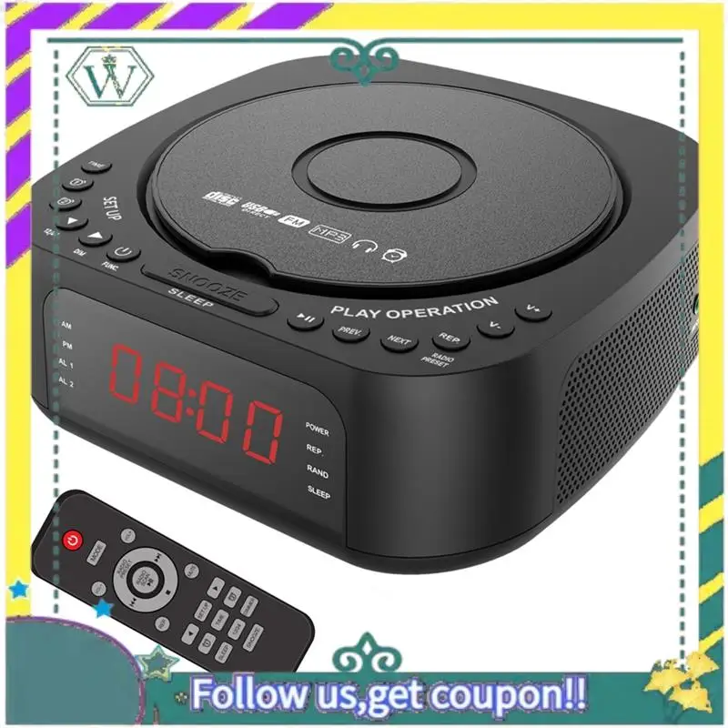 Nuevo reproductor de DVD portátil, despertador FM, Altavoz Bluetooth, reproductor de música, reproductor de CD para el hogar, enchufe del Reino Unido