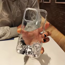 Funda de teléfono transparente estética Vintage Sun Moon The Universe Is With Me para iPhone 17 16 11 12 13 14 15 Pro Max Plus XR XS 7 8