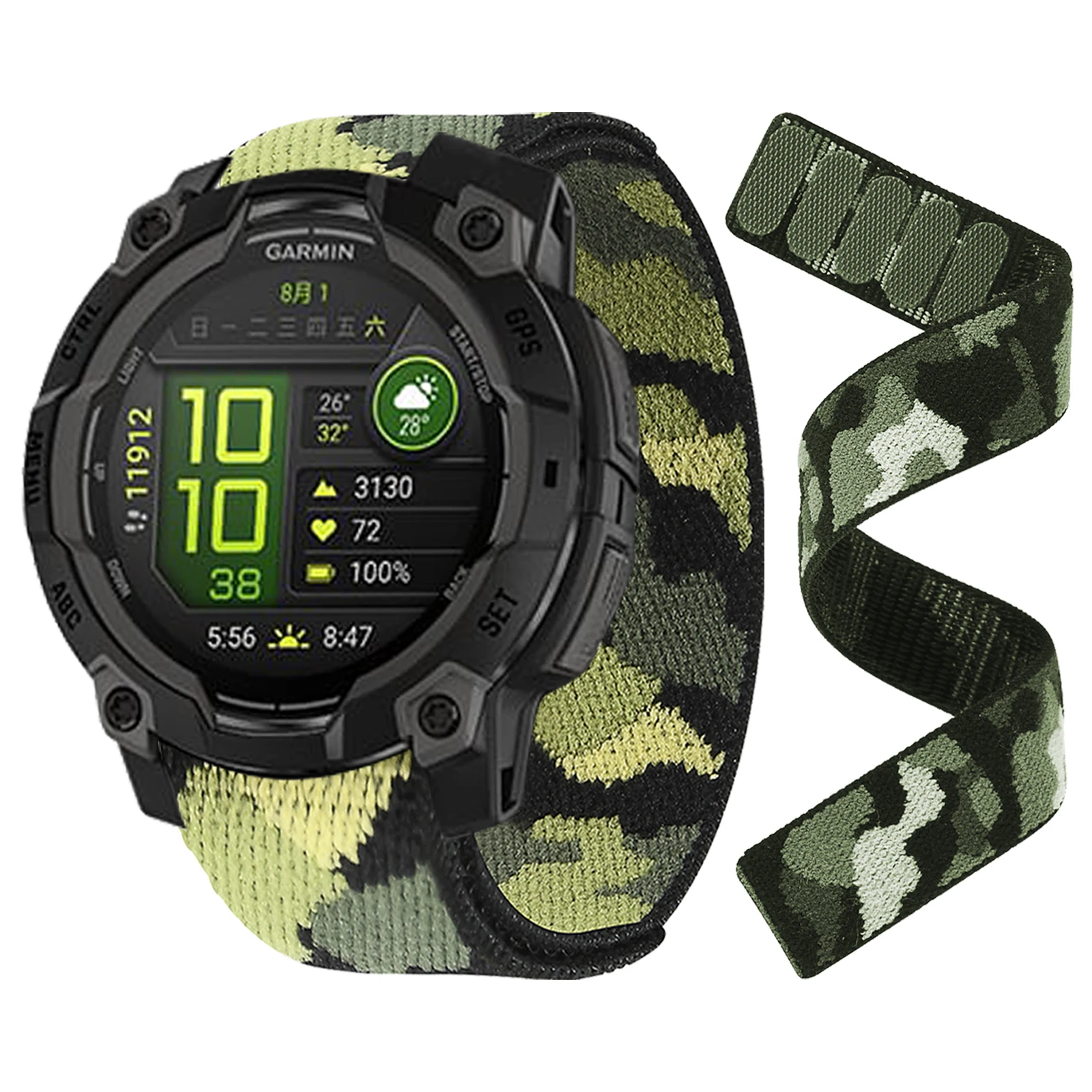 Correa de nailon con gancho de 26mm y 22mm para Garmin Instinct 3, 50mm y 45mm, pulsera elástica para Garmin Instinct 2 Solar 2X E