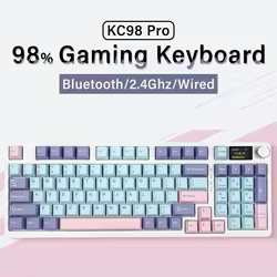 MATHEW TECH KC98 Pro Teclado mecánico intercambiable en caliente RGB Bluetooth tres modos 2,4G/con cable 96 por ciento con perilla y pantalla