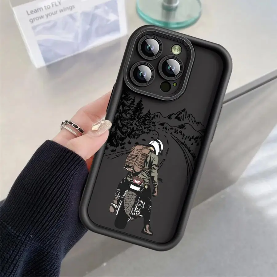 Funda para Apple iPhone 16e 16 Plus 11 11Pro 13 Pro MAX 12 Mini 15 Plus 14 XS XR cubierta suave dibujos animados motocicletas de montaña y carretera - imagen 3
