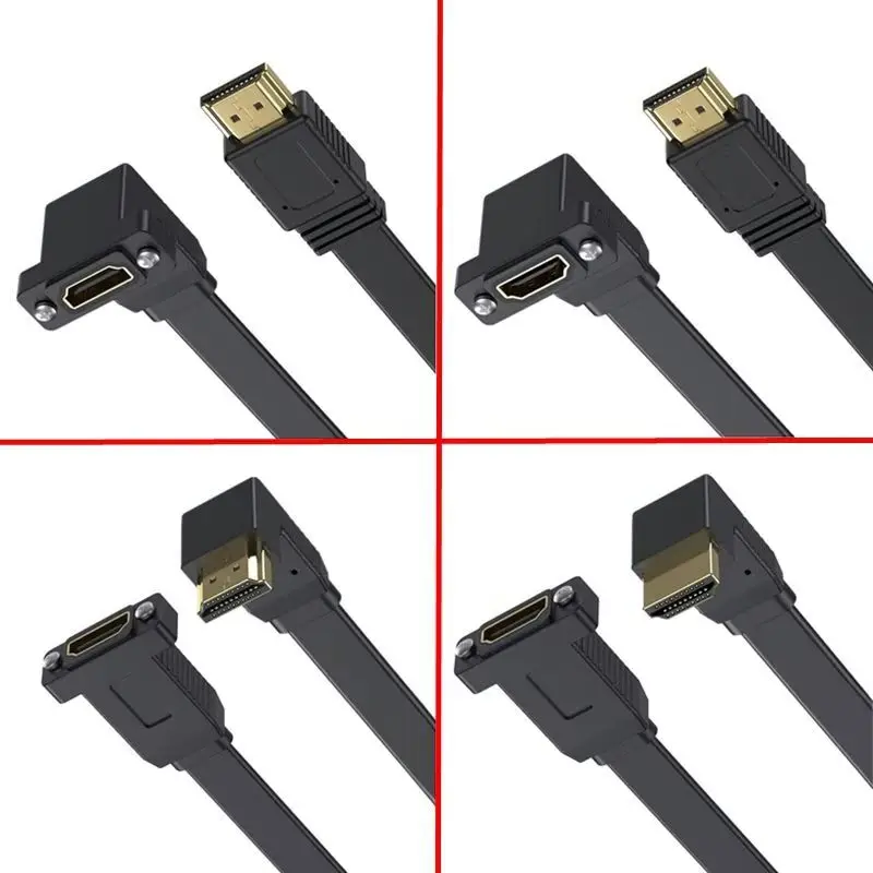 Cable de extensión macho hembra versión 2,0 Compatible con HDMI plano de 50cm con orificio de tornillo fijo soporte de Cable de Panel de chasis 4K 60Hz - imagen 4