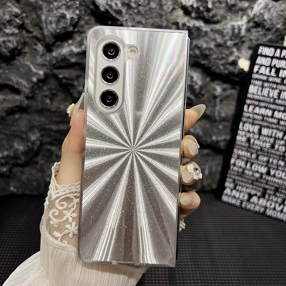 Funda de teléfono con patrón de plumas de cola de zorro de Camlet de lujo para Samsung Galaxy Z Fold 6 5 4 3, carcasa a prueba de golpes, funda con tapa de parachoques - imagen 4