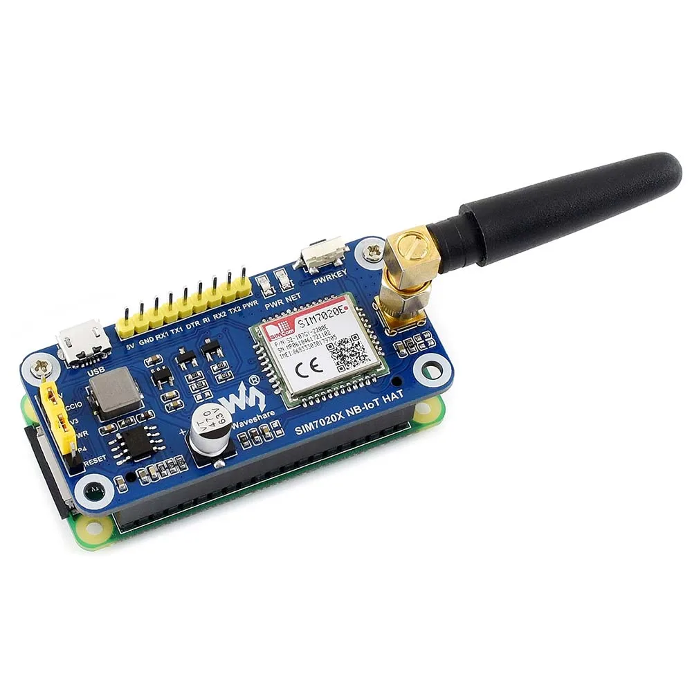 Waveshare NB-IoT HAT para Raspberry Pi basado en bandas SIM7020E B1/B3/B5/B8/B20/B28 compatibles con LWM2M/COAP/MQTT, etc.