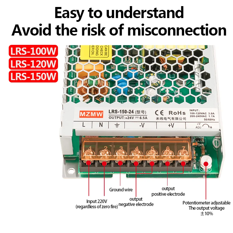150W 12V 12.5A 24V 6.3A 110V/220V AC DC Industrial SMPS CCTV Led controlador transformador fuente de alimentación conmutada LRS-150-12 LRS-150-24 - imagen 2