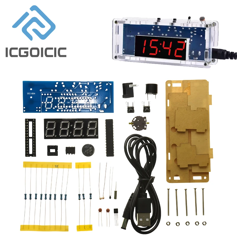 Kit de reloj Digital DIY, pantalla de fecha, semana, alarma de temperatura DS1302, proyecto de soldadura, práctica de aprendizaje, Kit electrónico Diy de soldadura - imagen 3