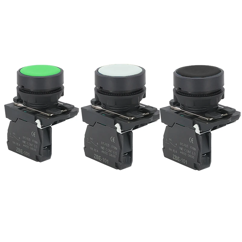 1 Uds XB5 AA31 reinicio de plástico arranque y parada interruptor de botón momentáneo normalmente abierto NO NC rojo verde amarillo 22mm ZB5 - imagen 3