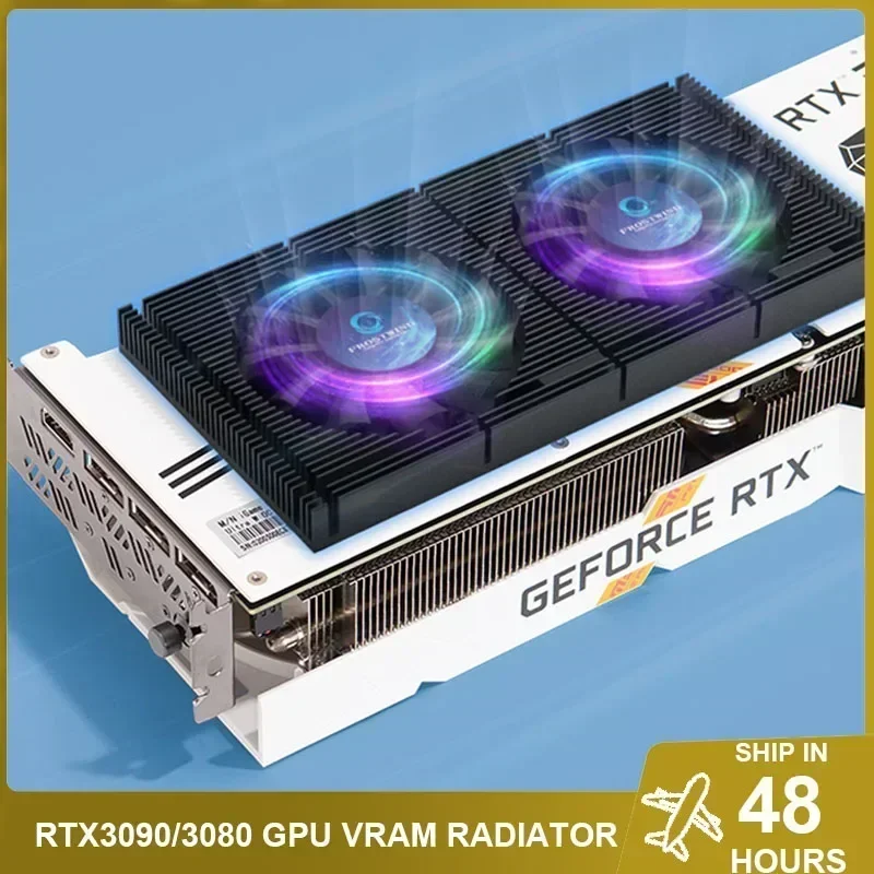 Radiador de placa trasera GPU RTX3090 4090, Panel disipador de calor, memoria de vídeo VRAM 3080/3070 PWM, Kit de ventilador de refrigeración Dual, Enfriador de juegos VGA DIY - imagen 2
