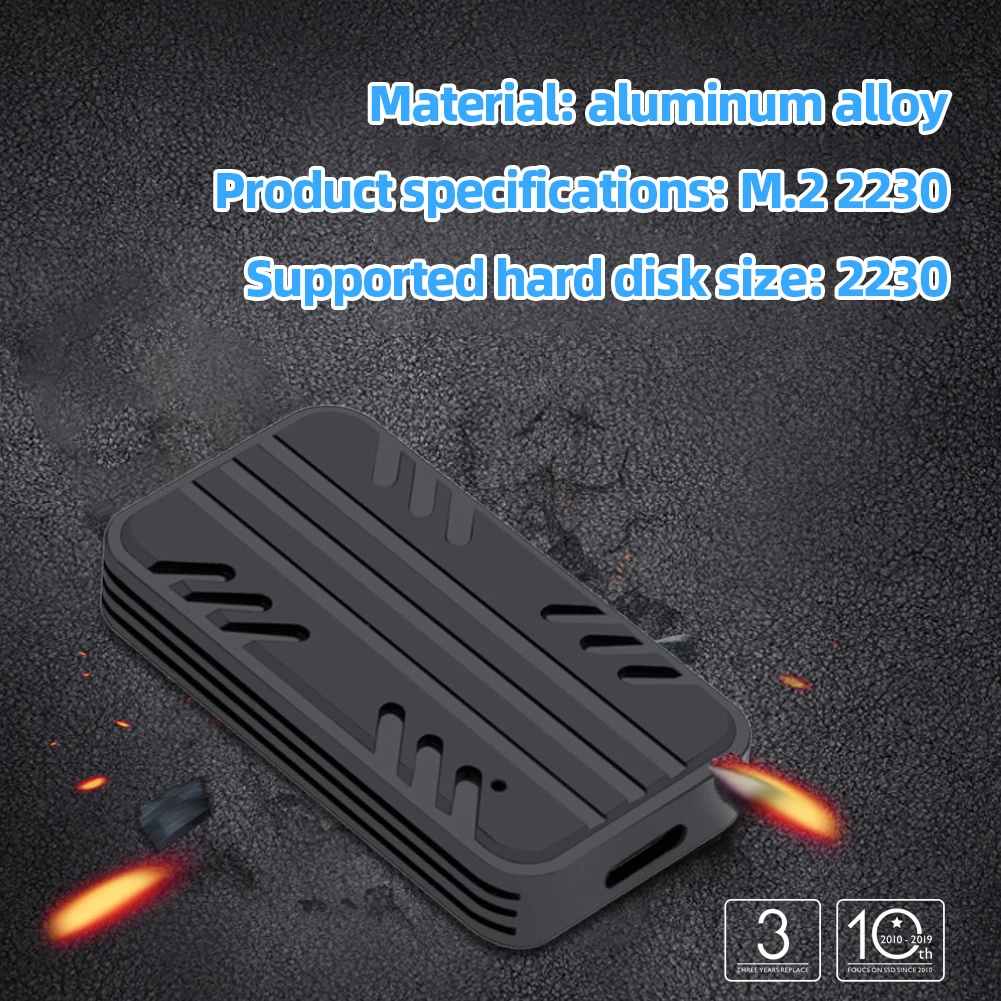 Carcasa de aleación de aluminio para disco duro externo, carcasa de SSD USB3.1, M.2, Gen2, 10gbps, NVME, M.2, protocolo Dual para M.2 2230 SSD - imagen 4