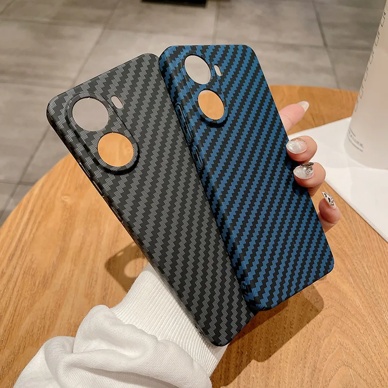 Para Xiaomi POCO X7 Pro, Redmi Turbo 4 funda ELVEV ultrafina de fibra de carbono con patrón de rayas, funda trasera de protección dura para PC - imagen 3