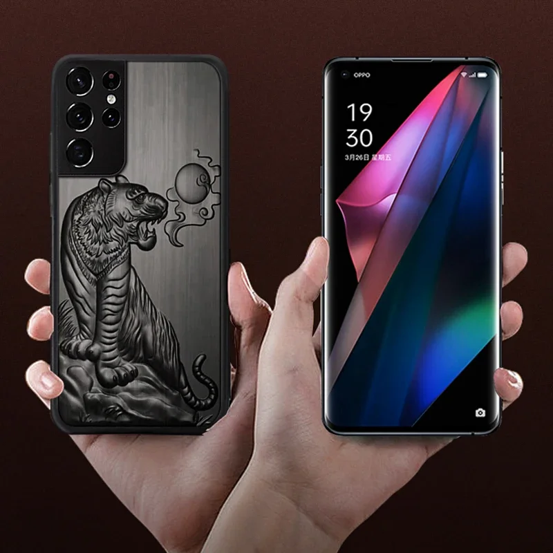 Funda de sándalo para Samsung Galaxy S25 S24 S23 S22 S21 S20 Ultra Plus, fundas de notas con relieve 3D, cubierta de madera con relieve de lobo, tigre y pez - imagen 4