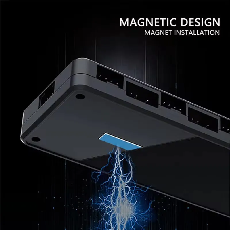 UPSIREN HU-8 Hub de ventilador de chasis, compatible con sincronización de la placa base, diseño magnético inferior, 8 juegos de interfaces ARGB y PWM - imagen 5