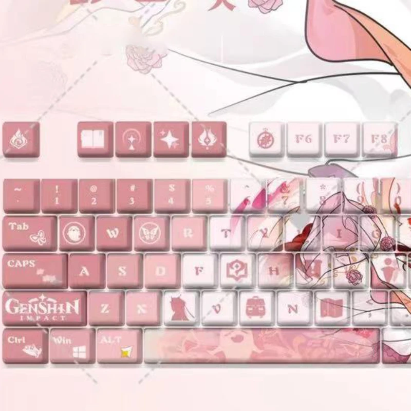 Genshin-teclas de impacto HuTao personalizadas, PBT, perfil Chenrry Original, tapa de teclado para Rainy75, accesorios de teclado mecánico - imagen 4