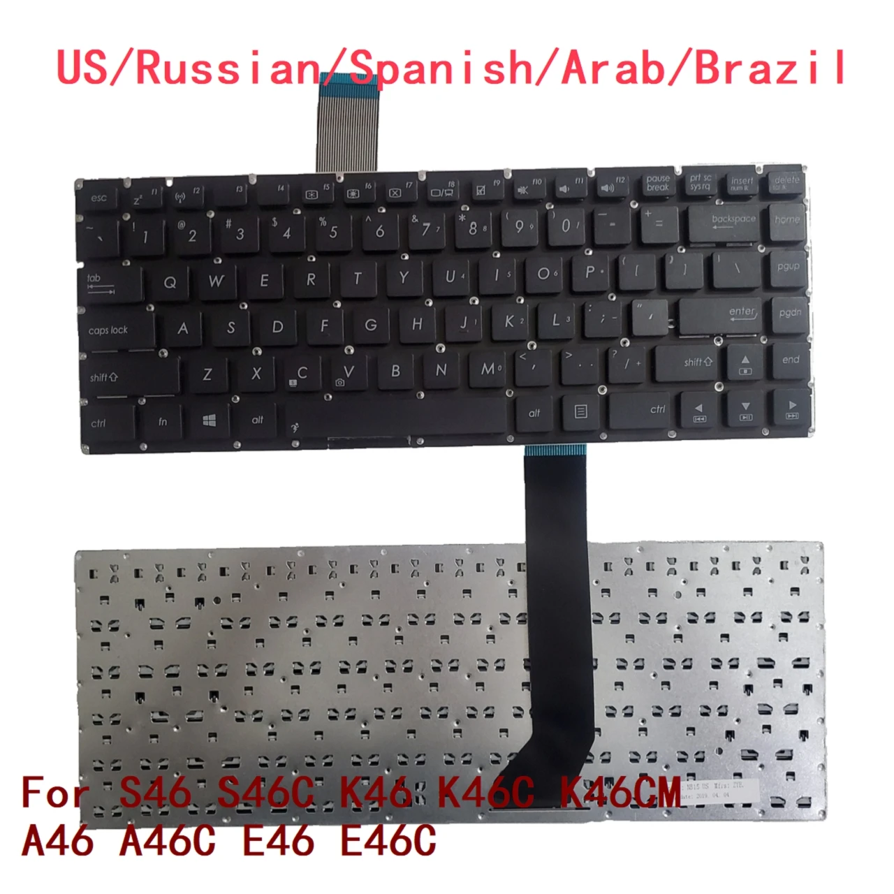 Teclado de repuesto para ordenador portátil ASUS, para modelos S46, S46C, K46, K46C, K46CM, A46, A46C, E46 y E46C