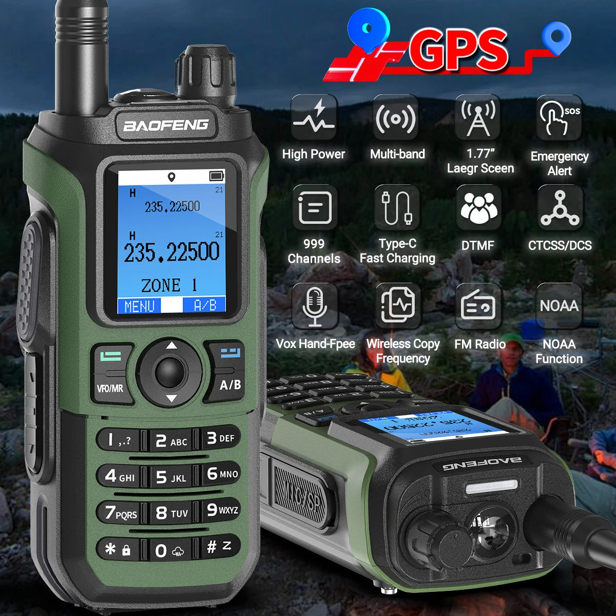 Baofeng UV 21 GPS Walkie Talkie 10W Frecuencia de copia inalámbrica AM/FM Banda completa Radio impermeable de largo alcance UV-17 PRO GPS actualizado - imagen 3